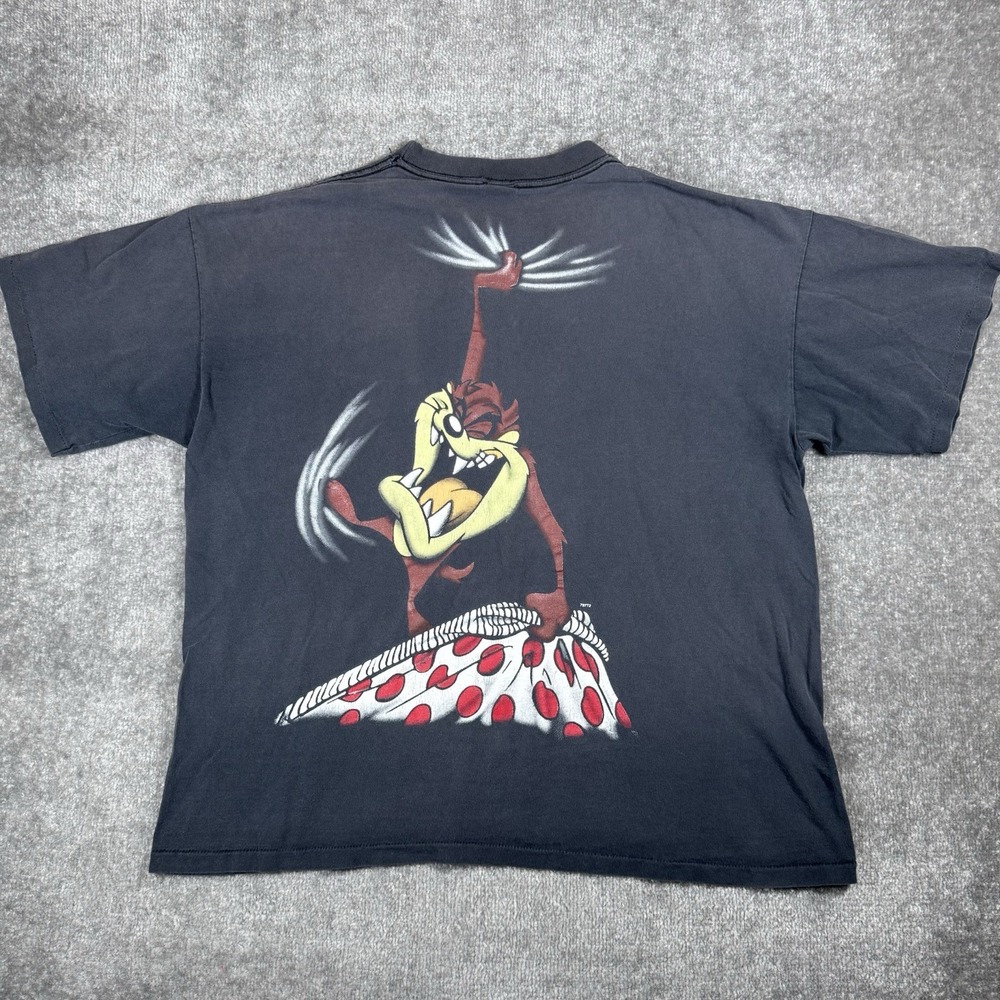 Vintage Looney Tunes T-Shirt Men's XL Faded Black Tasmanian Devil Taz Cartoon